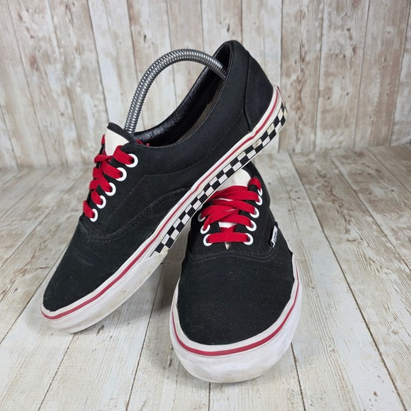 Vans Era Low Top Black Red Laces Checkered Skate Women's Size‎ 9 / Men's 8 - Picture 5 of 8